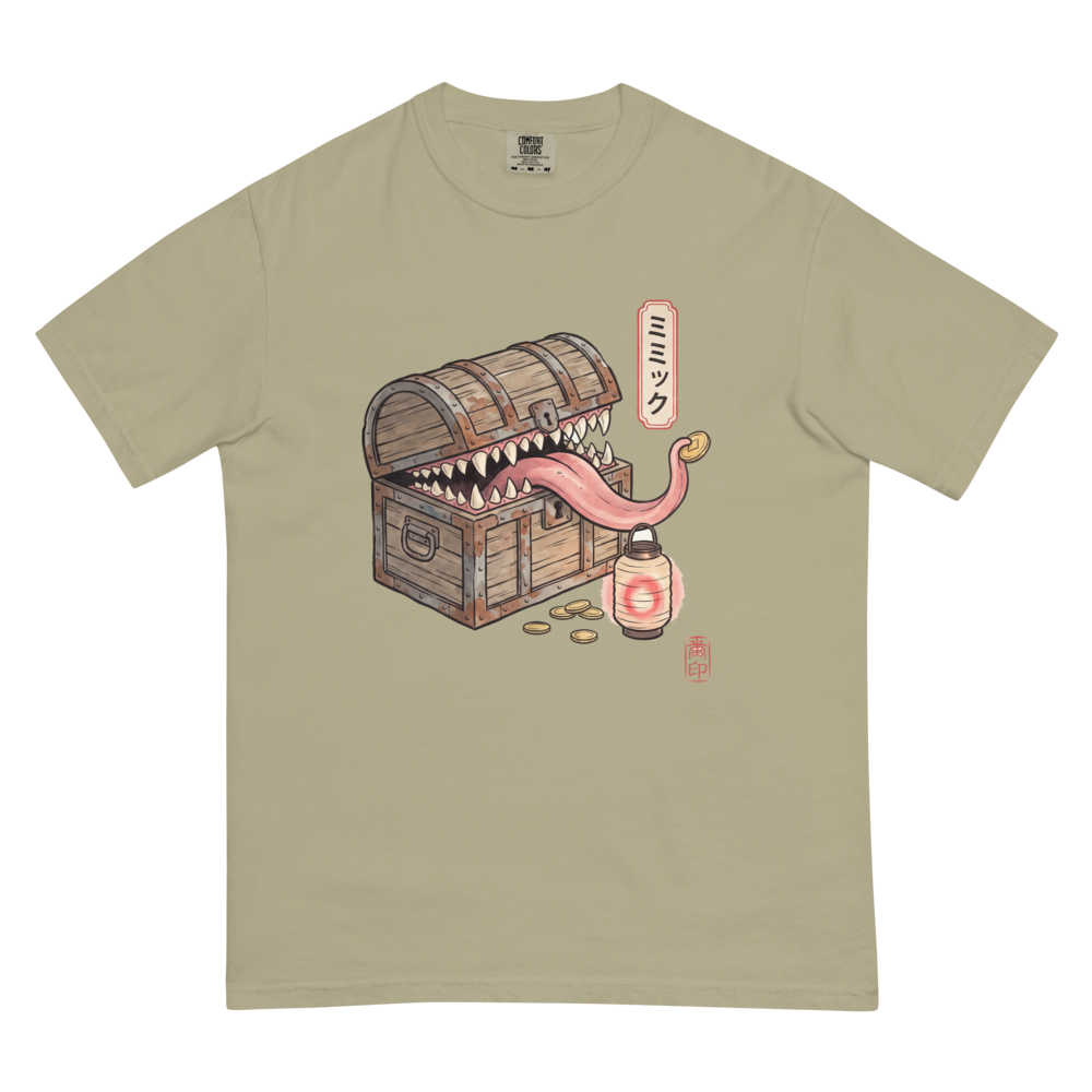 The Mimic | TTRPG Monster Woodblock | Vintage - Tee Khaki (artwork corrected)