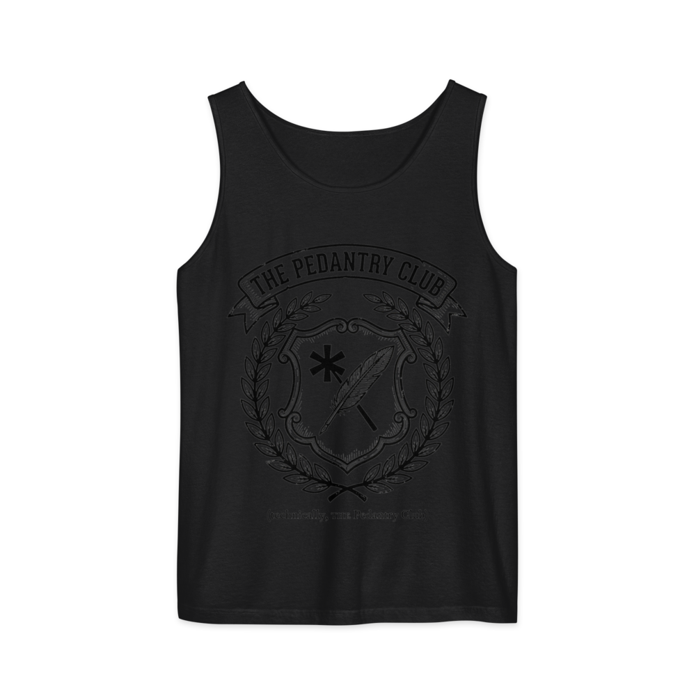 The Pedantry Club (technically, THE Pedantry Club) | Crest - Tank Black