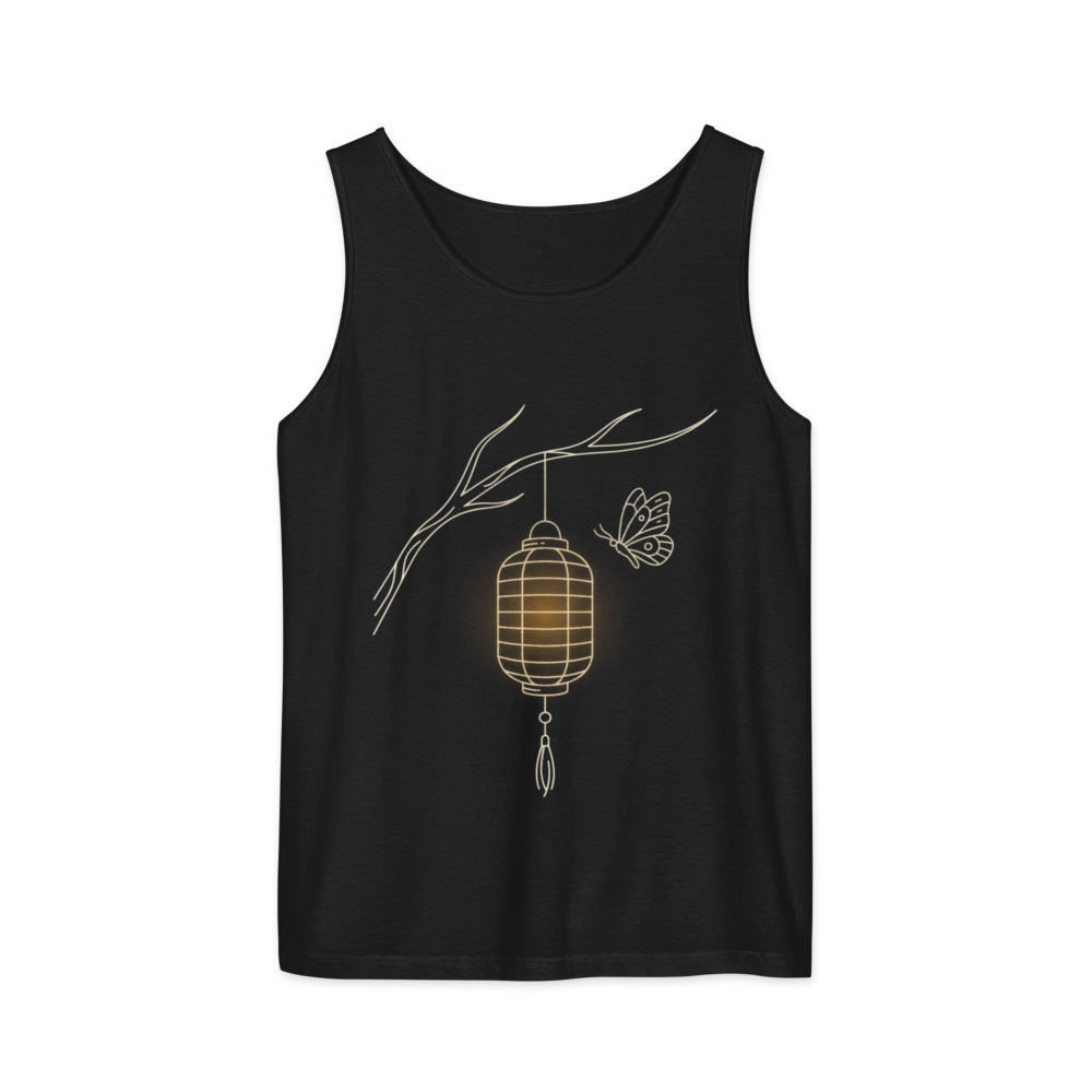 Lantern and Moth | Japanese Minimalist - Tank Black