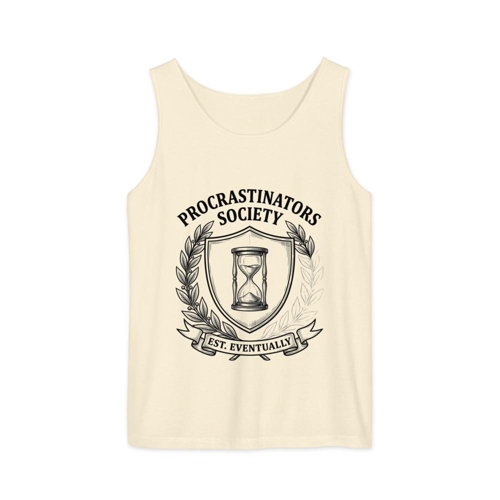 Procrastinators Society: Est. Eventually | Crest - Tank Ivory (artwork corrected)