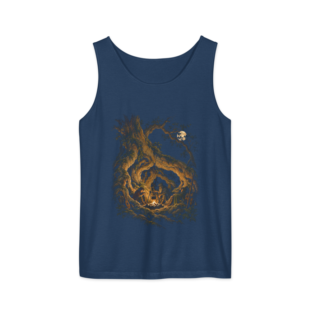 Fire Under the Great Tree | Retro Fantasy - Tank True Navy (artwork corrected)