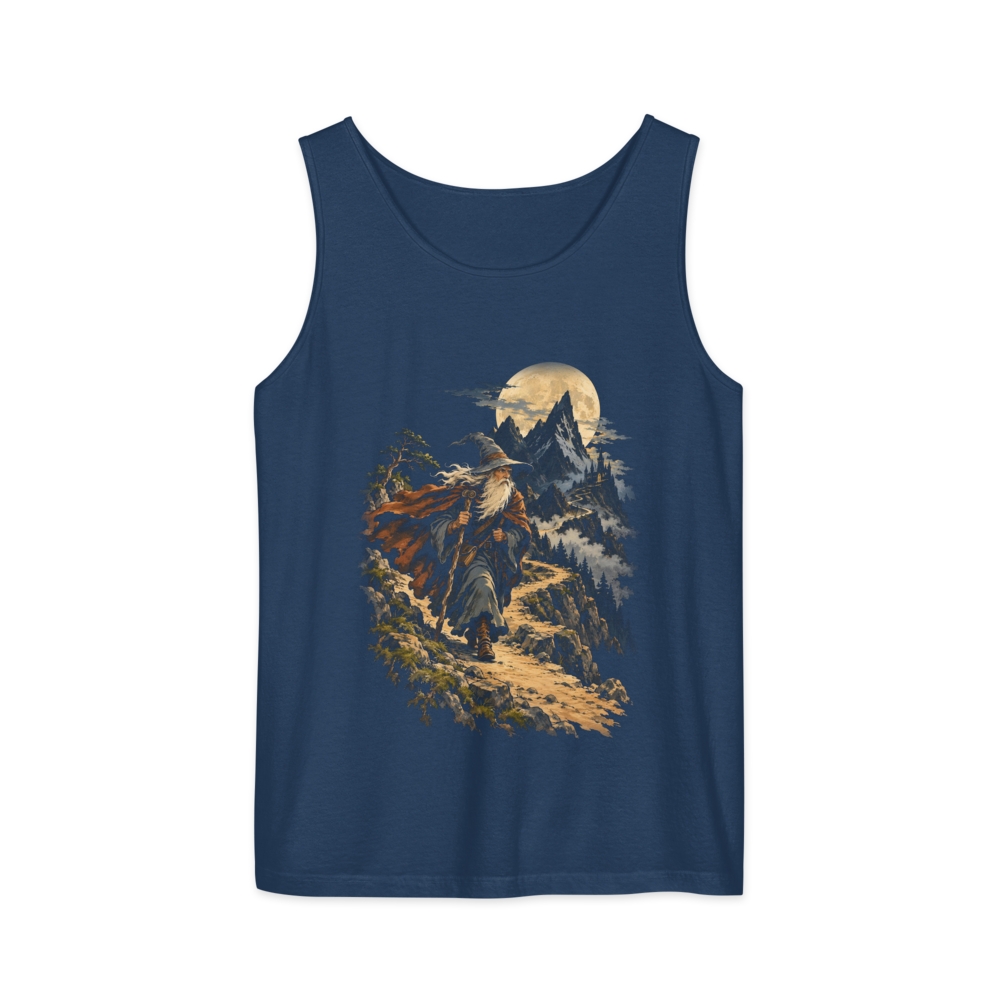 The Wandering Wizard | Retro Fantasy - Tank True Navy (artwork corrected)