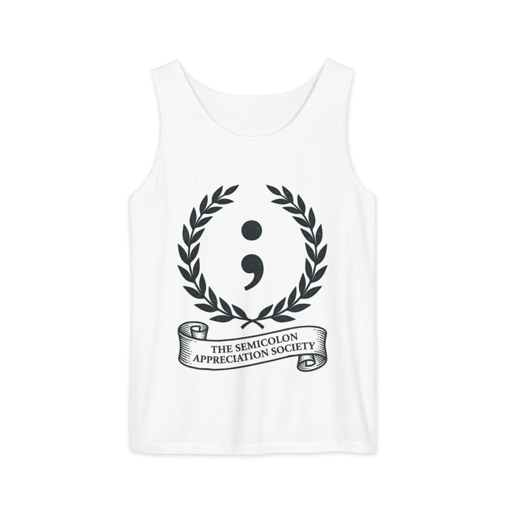 The Semicolon Appreciation Society | Grammar - Tank White (artwork corrected)