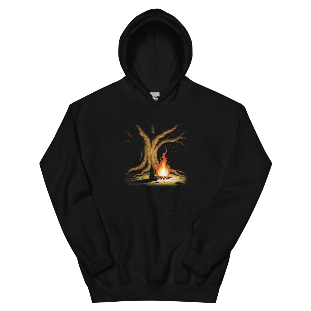 Fire Under the Great Tree | Retro Fantasy - Hoodie Black