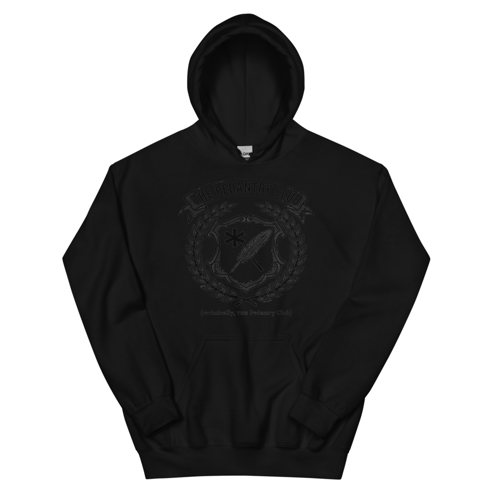 The Pedantry Club (technically, THE Pedantry Club) | Crest - Hoodie Black