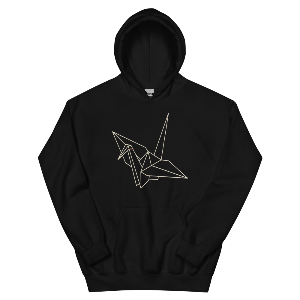 Origami Crane | Japanese Minimalist - Hoodie Black