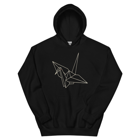 Origami Crane | Japanese Minimalist - Hoodie Black