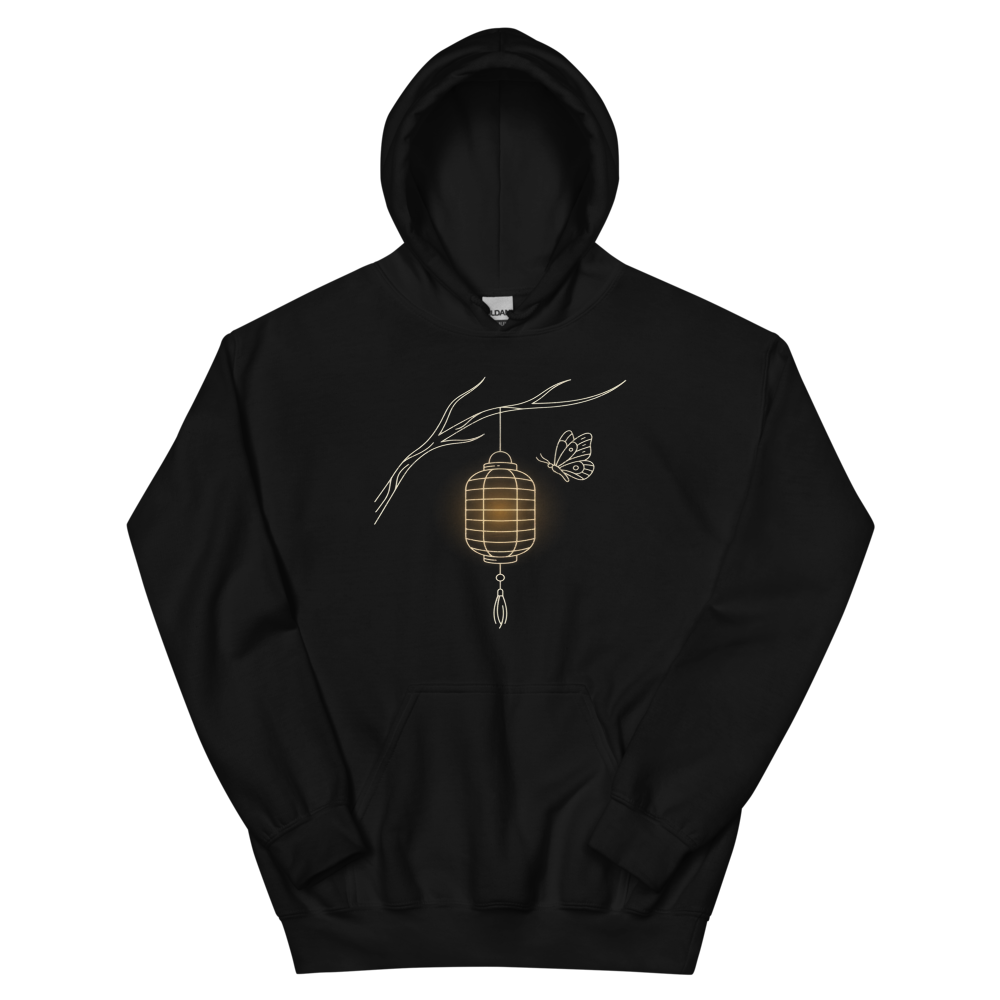 Lantern and Moth | Japanese Minimalist - Hoodie Black