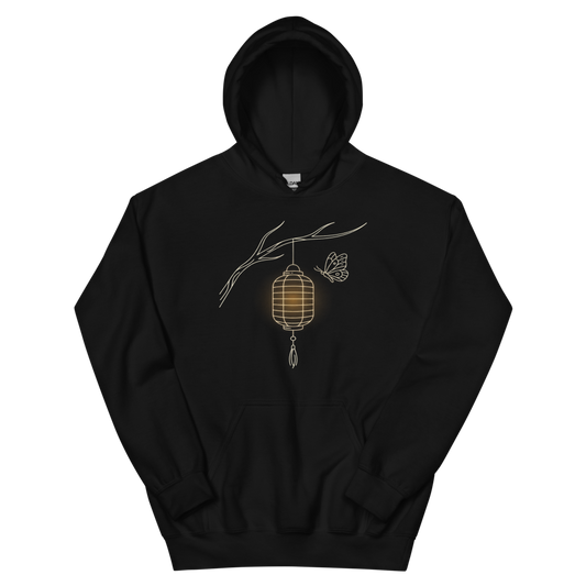 Lantern and Moth | Japanese Minimalist - Hoodie Black