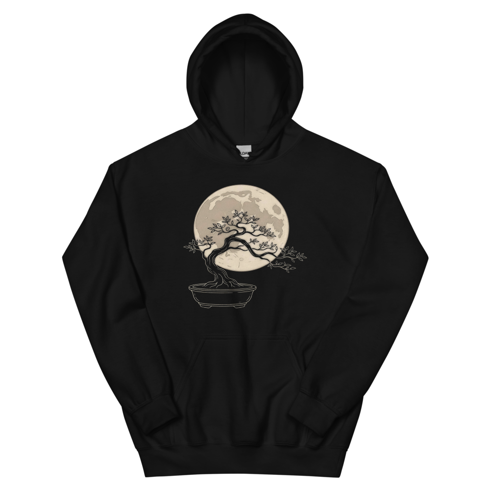Bonsai Moon | Japanese Minimalist - Hoodie Black