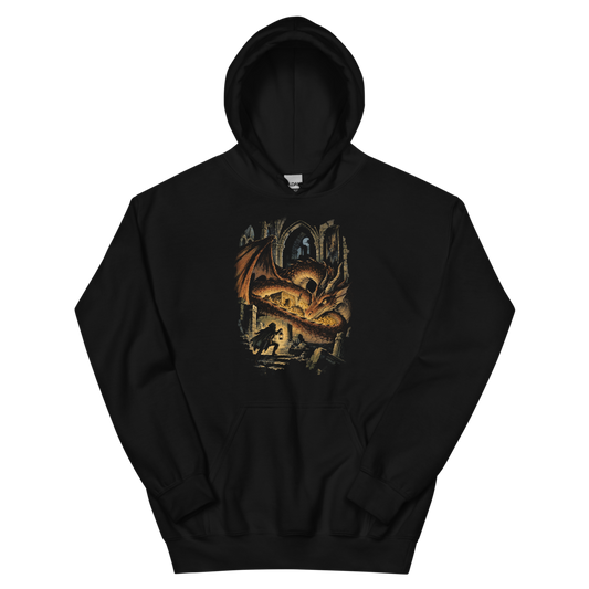 Where the Gold Sleeps | Retro Fantasy - Hoodie Black (scale corrected)