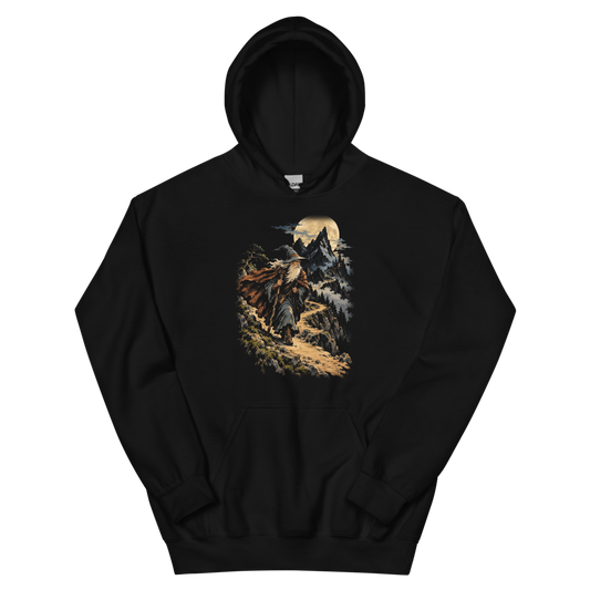 The Wandering Wizard | Retro Fantasy - Hoodie Black (scale corrected)