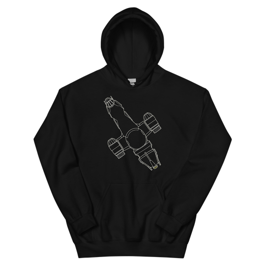 Fastest Junk in the Sector | Retro Space Opera - Hoodie Black (scale corrected)