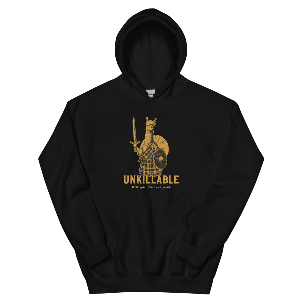Alpaca Highlander | Unkillable Warrior - Hoodie Black (artwork corrected)