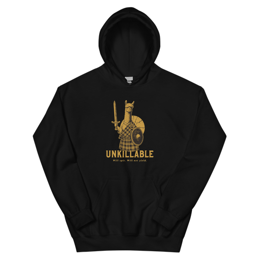 Alpaca Highlander | Unkillable Warrior - Hoodie Black (artwork corrected)