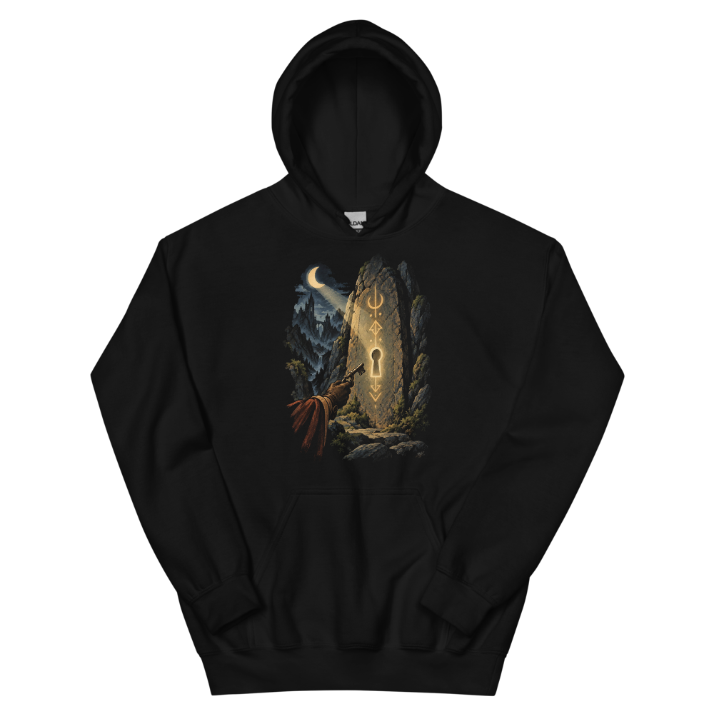 Moon Runes | Retro Fantasy - Hoodie Black (scale corrected)