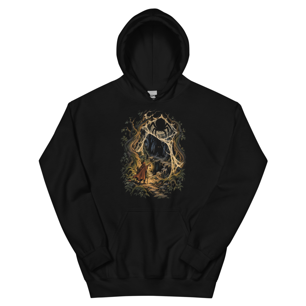 The Web Wood | Retro Fantasy - Hoodie Black (scale corrected)