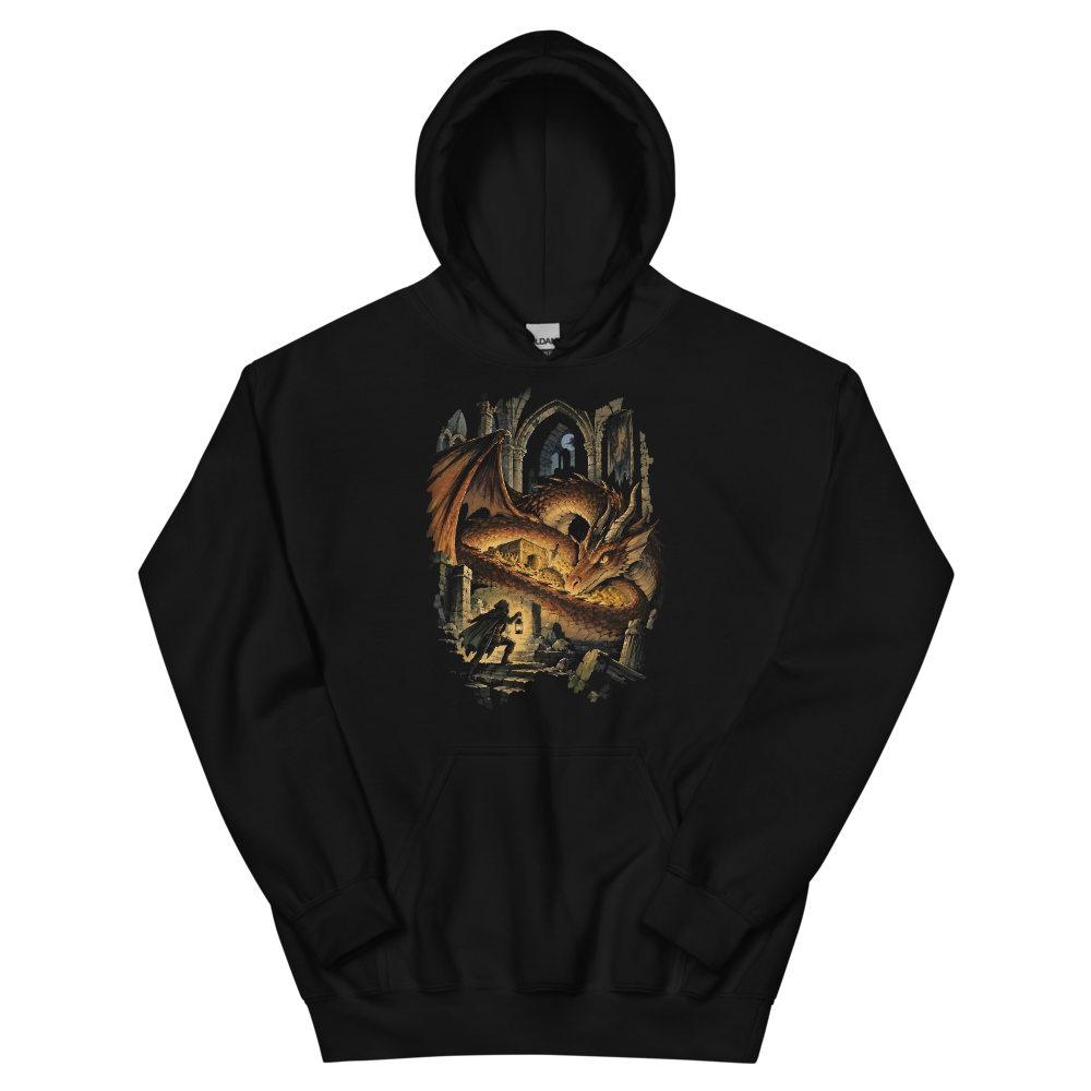 Where the Gold Sleeps | Retro Fantasy - Hoodie Black (scale corrected)