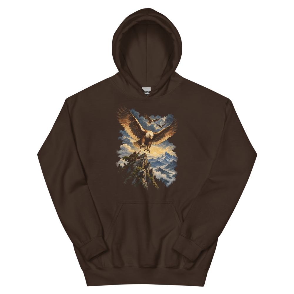The Eagles Are Coming | Retro Fantasy - Hoodie Dark Chocolate (scale corrected)