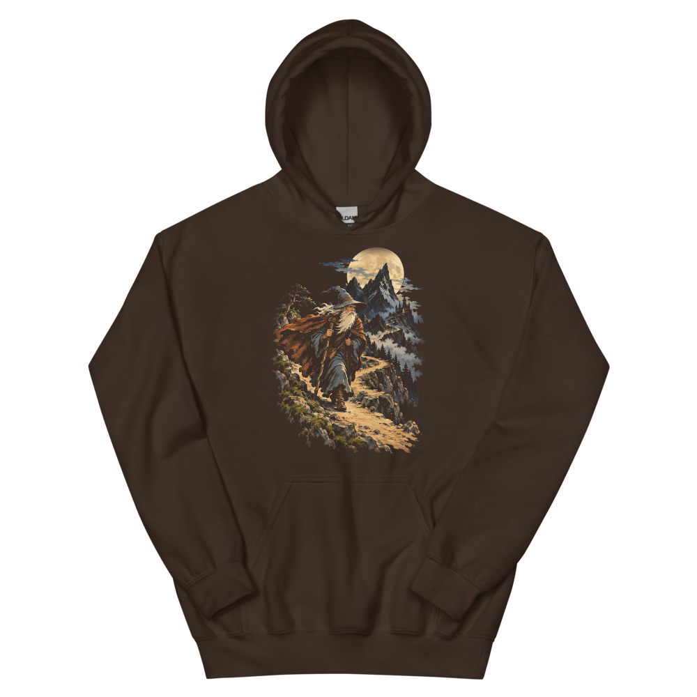 The Wandering Wizard | Retro Fantasy - Hoodie Dark Chocolate (scale corrected)