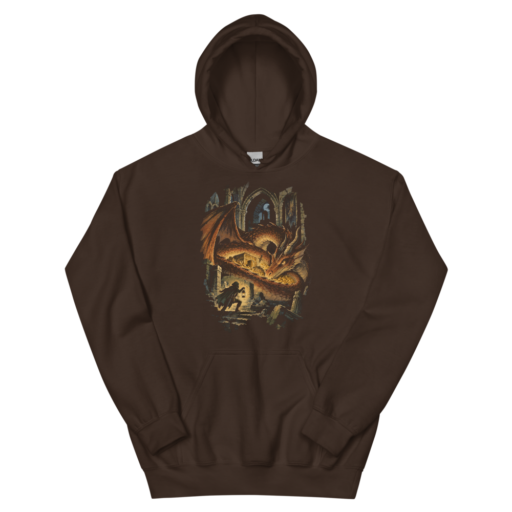 Where the Gold Sleeps | Retro Fantasy - Hoodie Dark Chocolate (scale corrected)