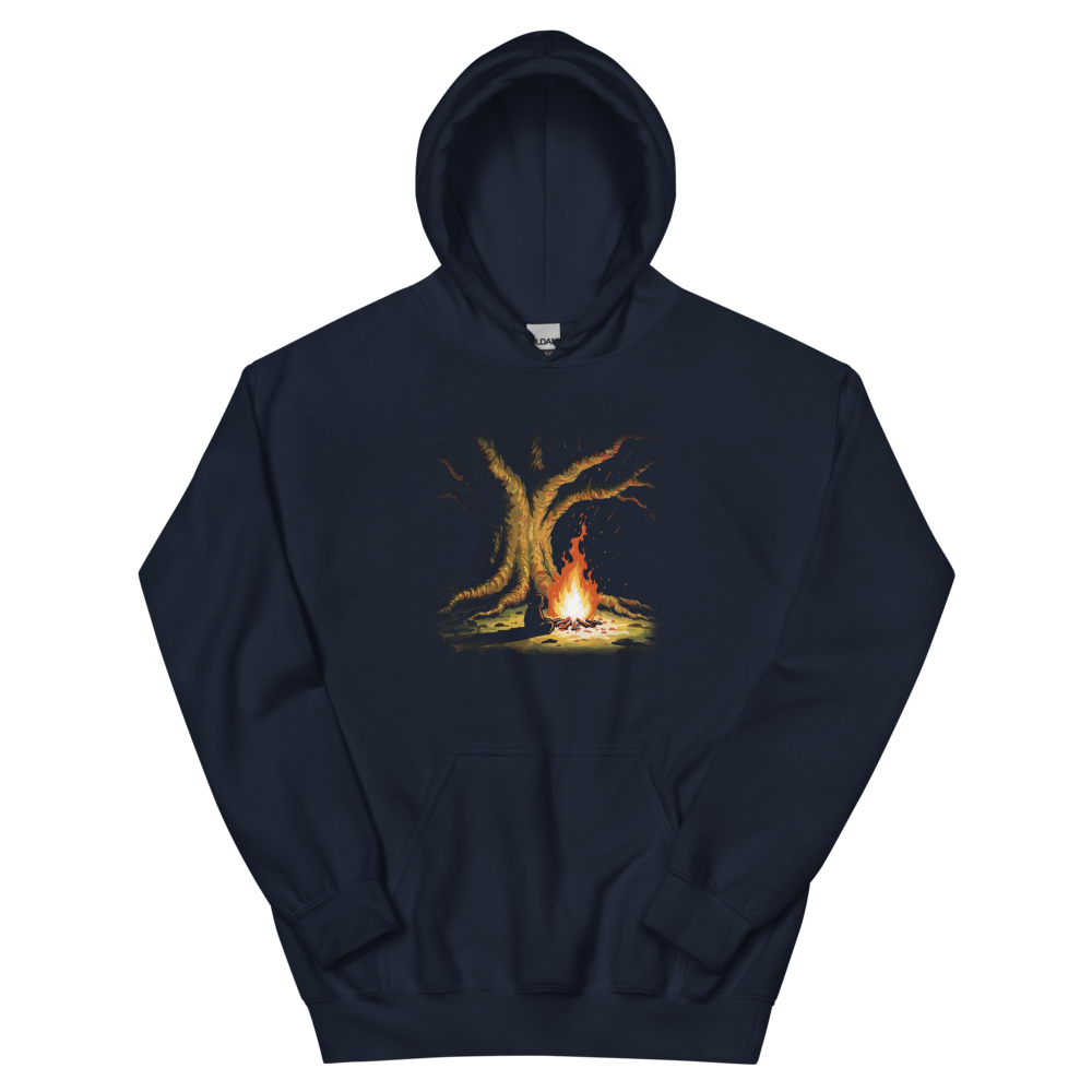 Fire Under the Great Tree | Retro Fantasy - Hoodie Navy