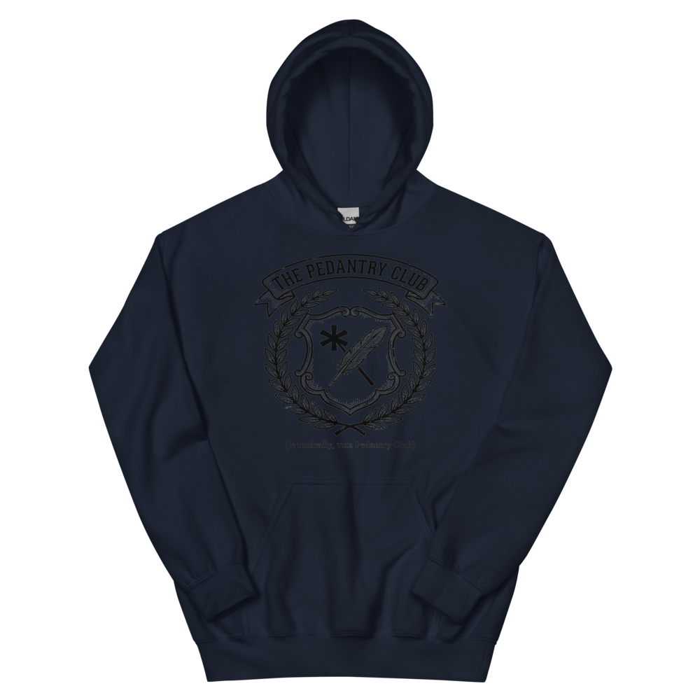 The Pedantry Club (technically, THE Pedantry Club) | Crest - Hoodie Navy