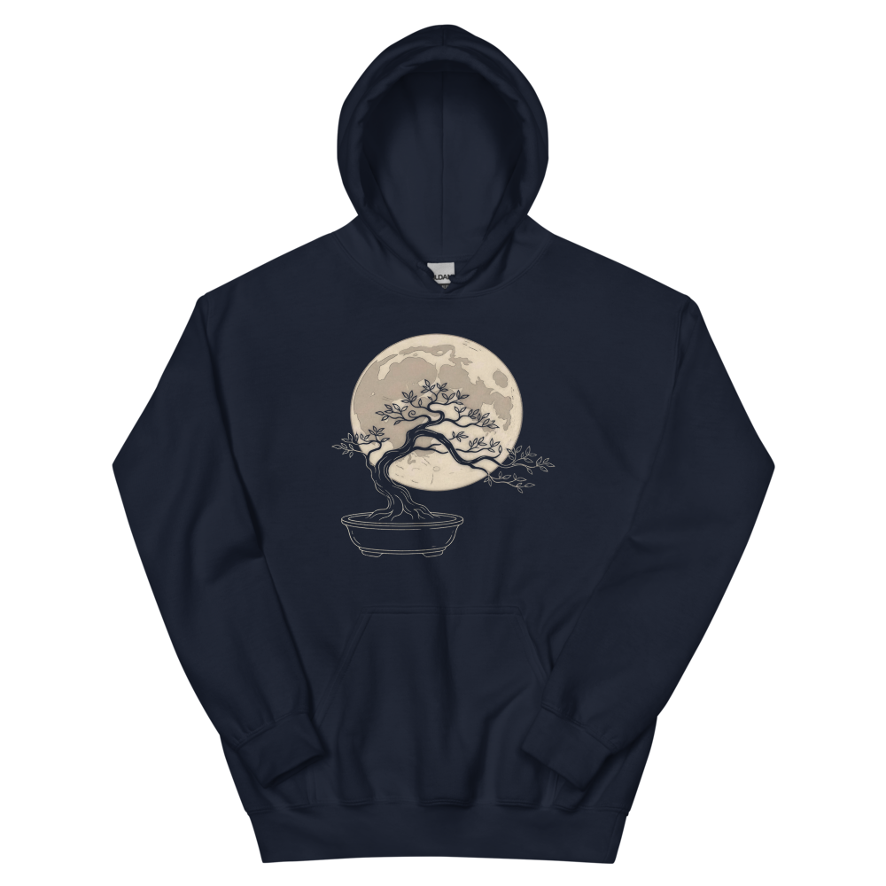 Bonsai Moon | Japanese Minimalist - Hoodie Navy