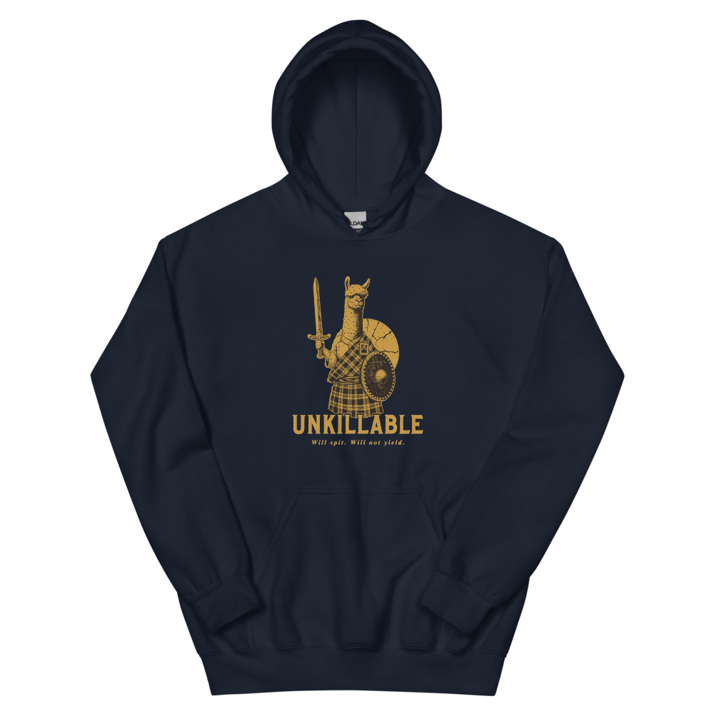 Alpaca Highlander | Unkillable Warrior - Hoodie Navy (artwork corrected)