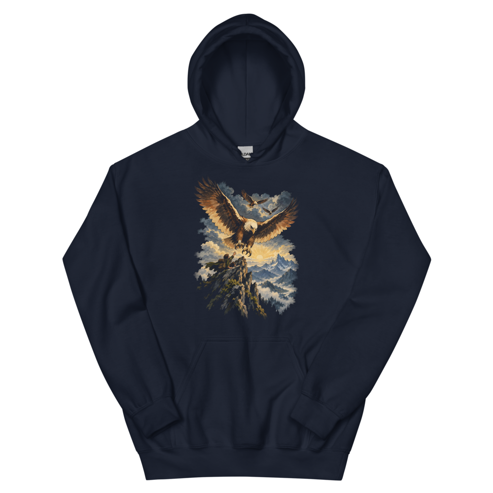 The Eagles Are Coming | Retro Fantasy - Hoodie Navy (scale corrected)