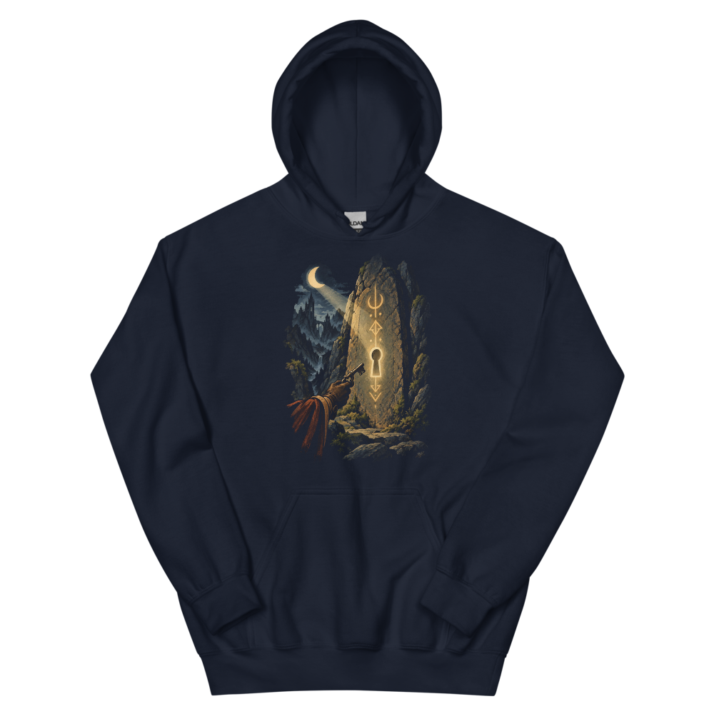 Moon Runes | Retro Fantasy - Hoodie Navy (scale corrected)