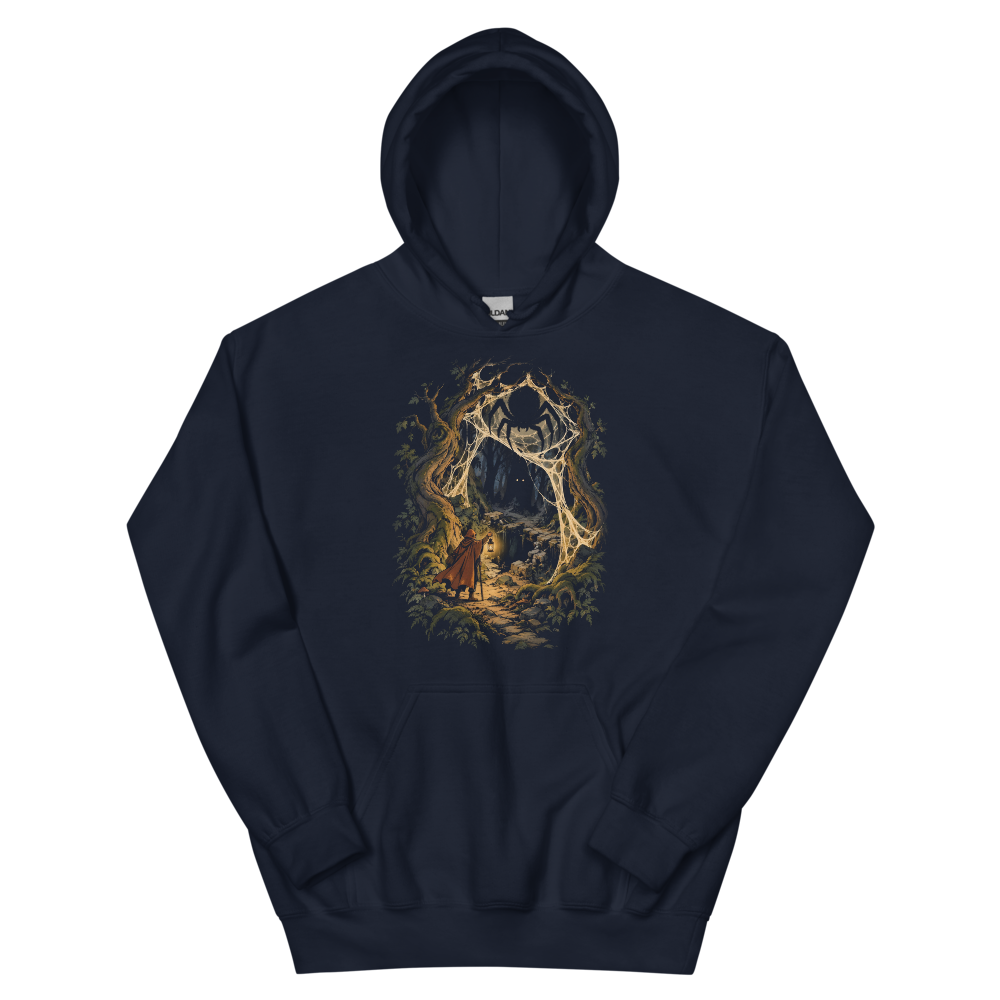The Web Wood | Retro Fantasy - Hoodie Navy (scale corrected)