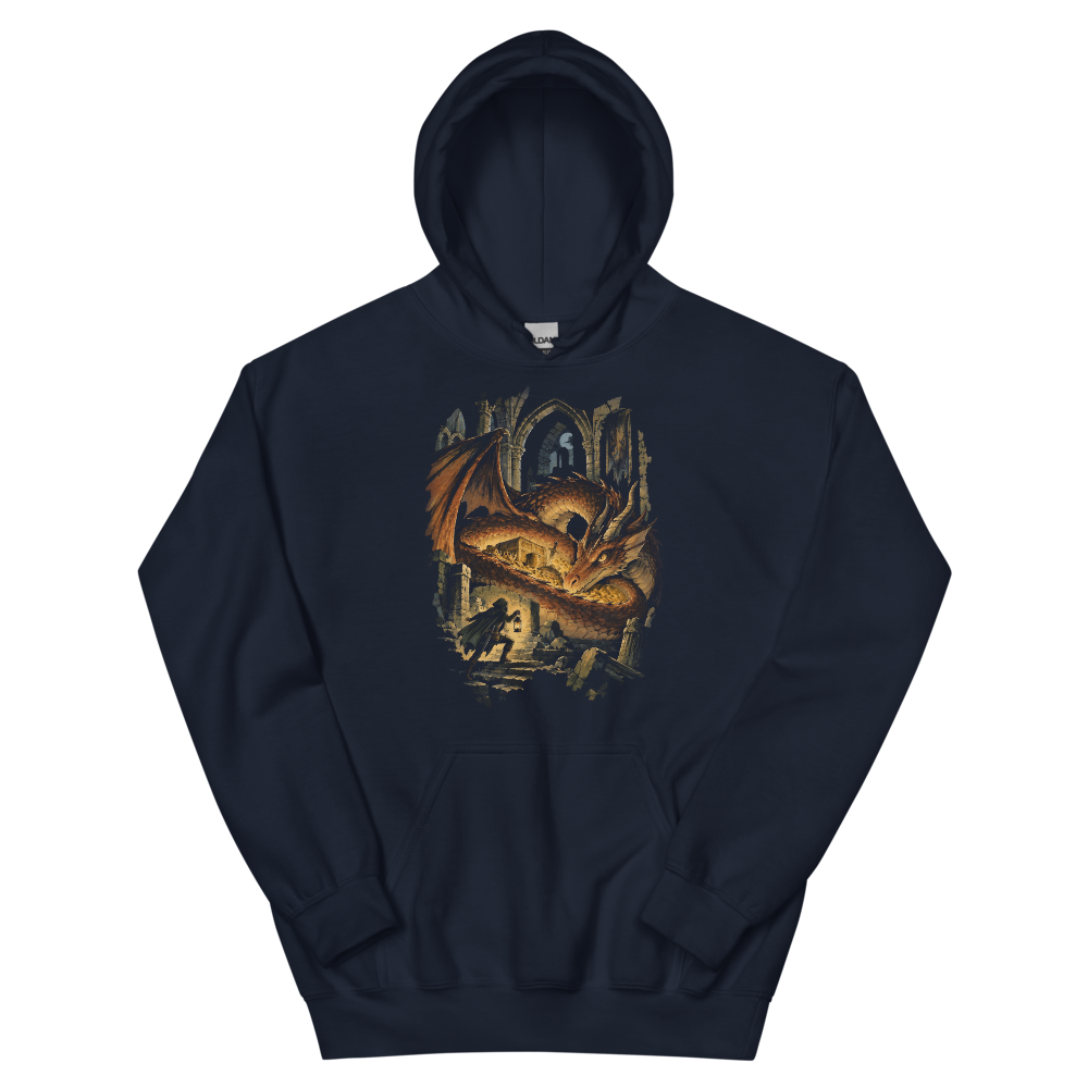 Where the Gold Sleeps | Retro Fantasy - Hoodie Navy (scale corrected)