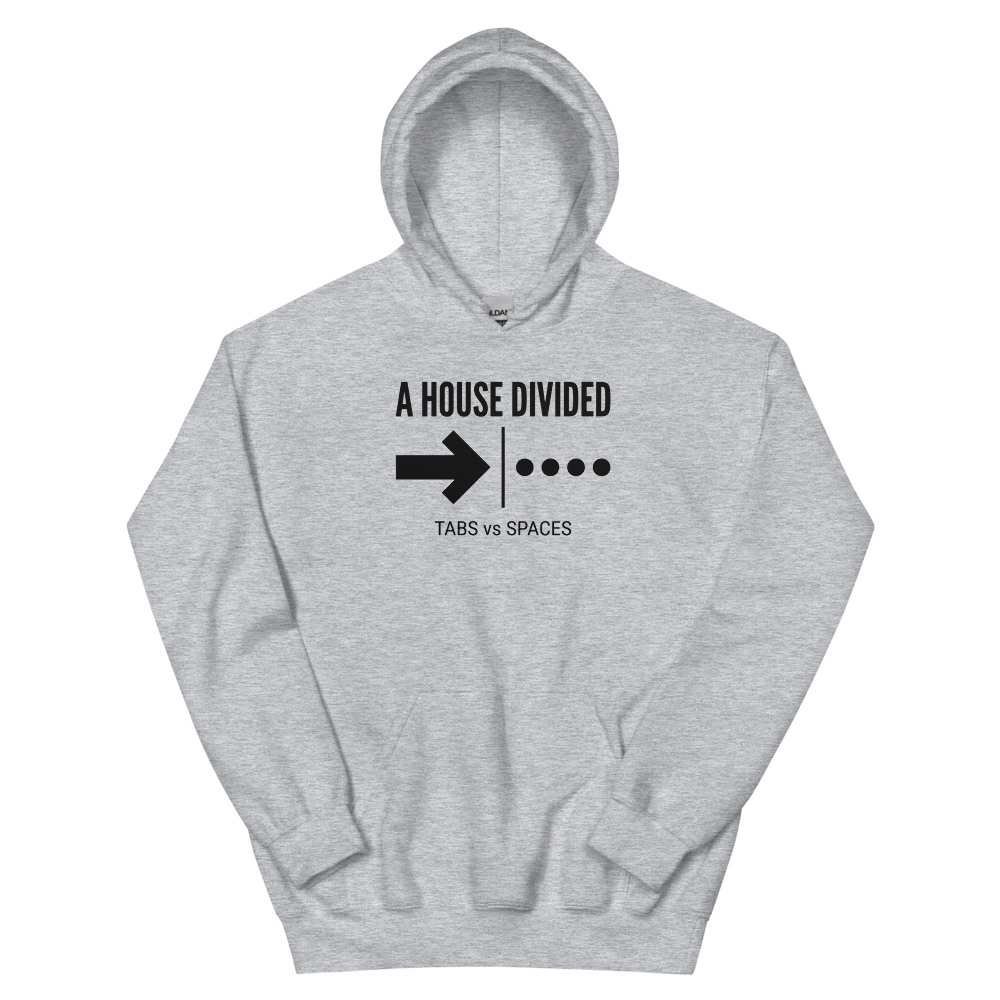 A House Divided: Tabs vs Spaces | Programmer - Hoodie Sport Grey (artwork corrected)