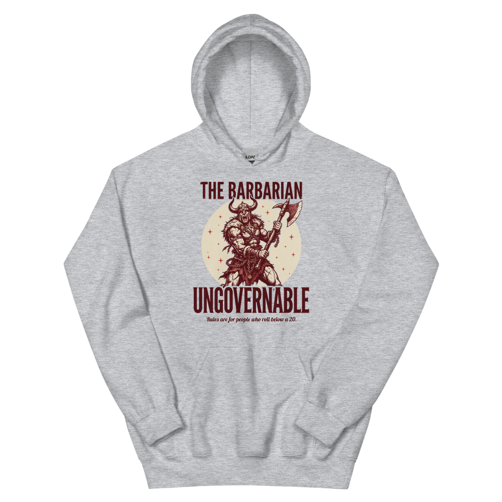 Barbarian - Ungovernable | TTRPG Class | Vintage Tabletop RPG - Hoodie Sport Grey (artwork corrected)