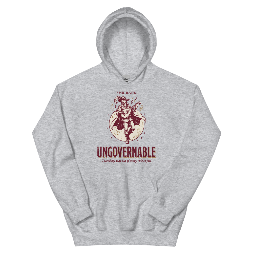 Bard - Ungovernable | TTRPG Class | Vintage Tabletop RPG - Hoodie Sport Grey (artwork corrected)