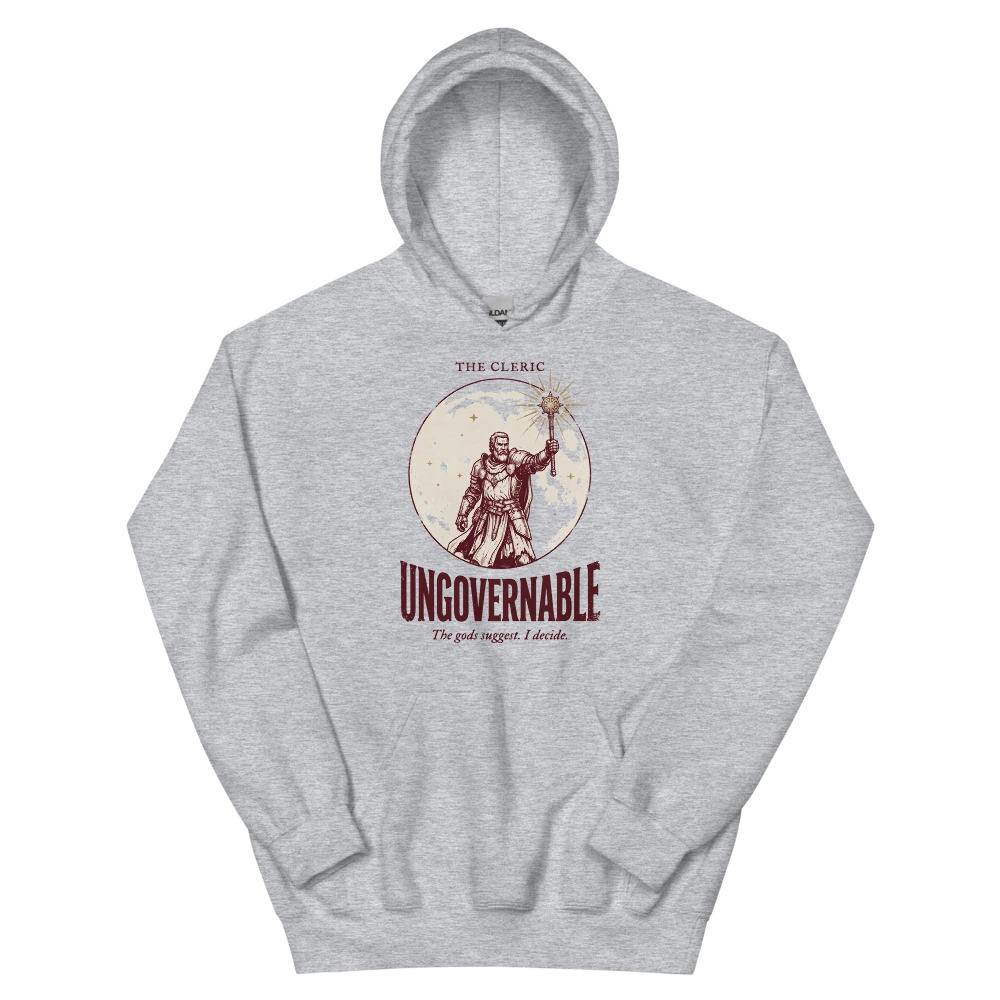 Cleric - Ungovernable | TTRPG Class | Vintage Tabletop RPG - Hoodie Sport Grey (artwork corrected)