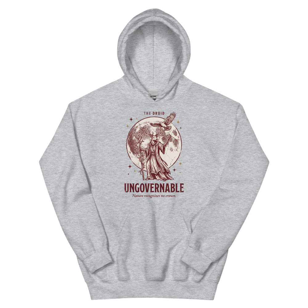 Druid - Ungovernable | TTRPG Class | Vintage Tabletop RPG - Hoodie Sport Grey (artwork corrected)