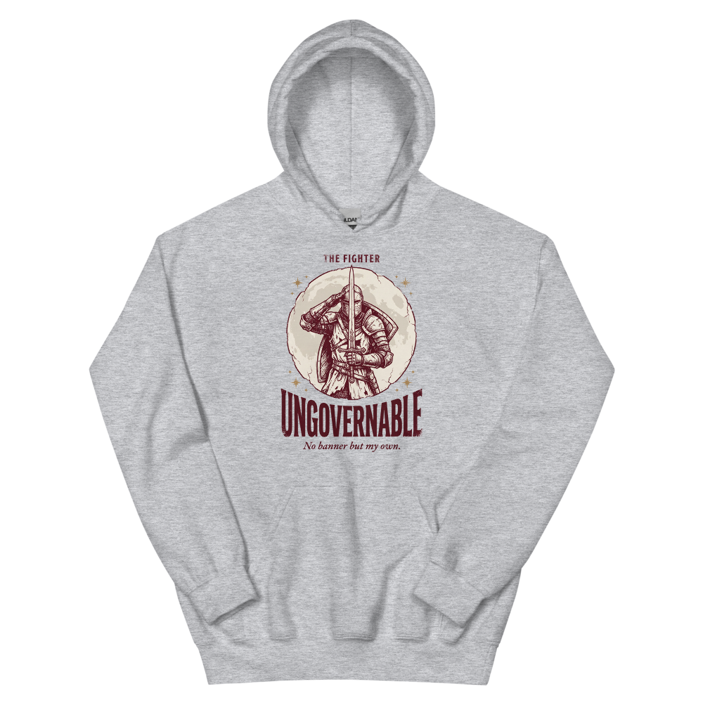 Fighter - Ungovernable | TTRPG Class | Vintage Tabletop RPG - Hoodie Sport Grey (artwork corrected)