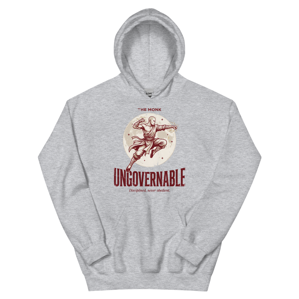Monk - Ungovernable | TTRPG Class | Vintage Tabletop RPG - Hoodie Sport Grey (artwork corrected)
