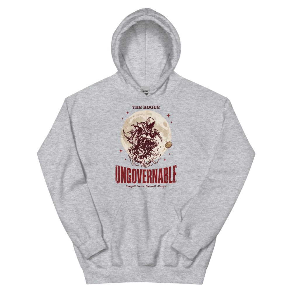 Rogue - Ungovernable | TTRPG Class | Vintage Tabletop RPG - Hoodie Sport Grey (artwork corrected)