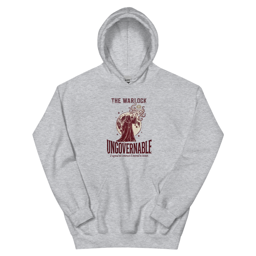 Warlock - Ungovernable | TTRPG Class | Vintage Tabletop RPG - Hoodie Sport Grey (artwork corrected)