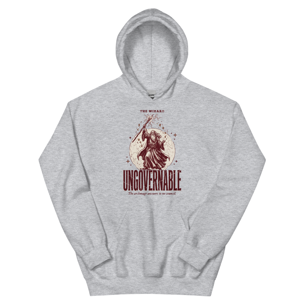 Wizard - Ungovernable | TTRPG Class | Vintage Tabletop RPG - Hoodie Sport Grey (artwork corrected)