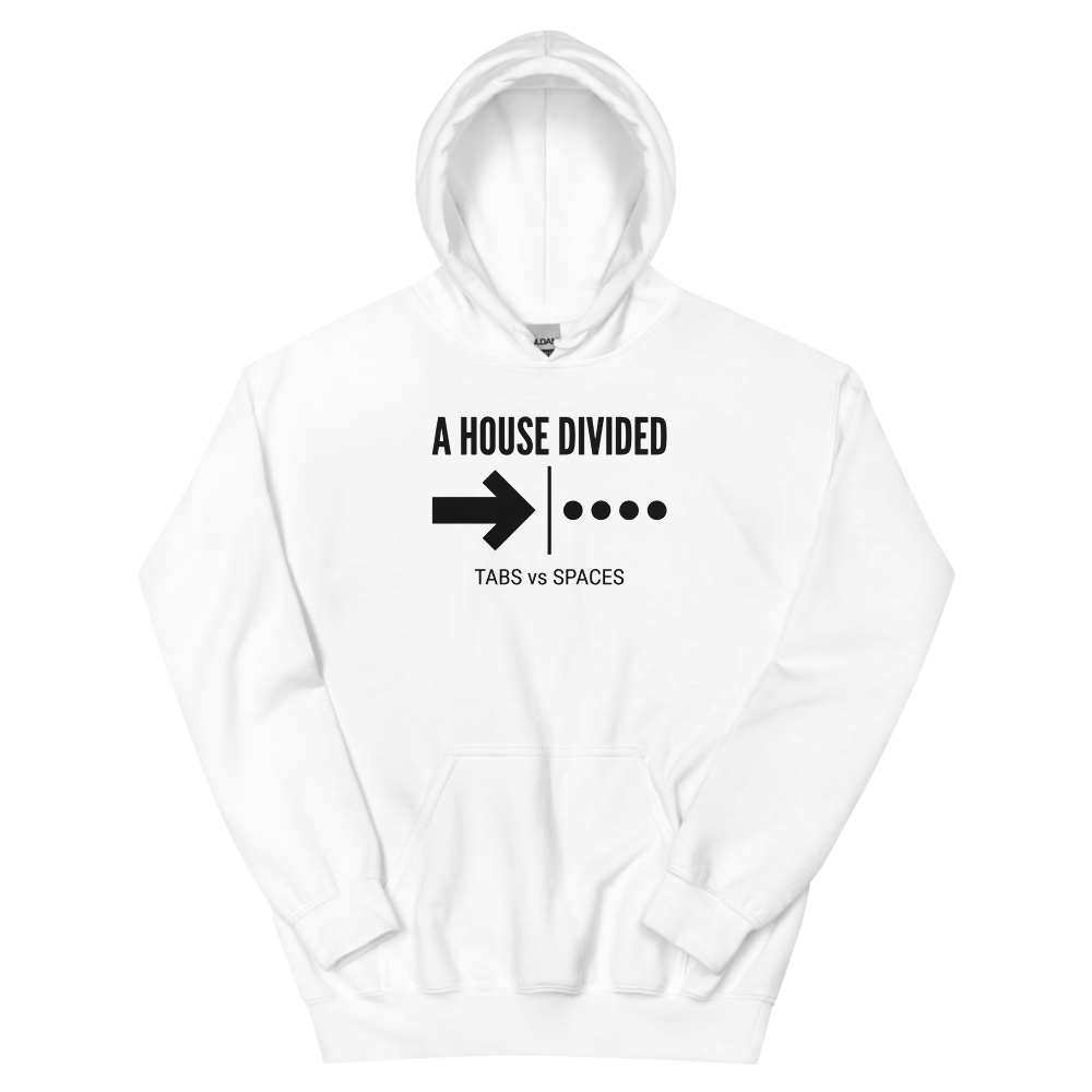 A House Divided: Tabs vs Spaces | Programmer - Hoodie White (artwork corrected)