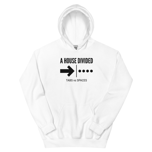 A House Divided: Tabs vs Spaces | Programmer - Hoodie White (artwork corrected)