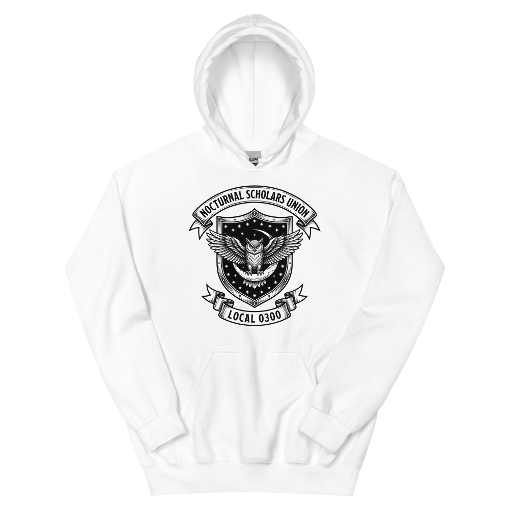 Nocturnal Scholars Union: Local 0300 | Crest - Hoodie White (artwork corrected)