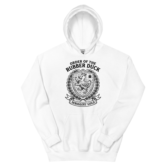 Order of the Rubber Duck: Debuggers' Guild | Crest - Hoodie White (artwork corrected)
