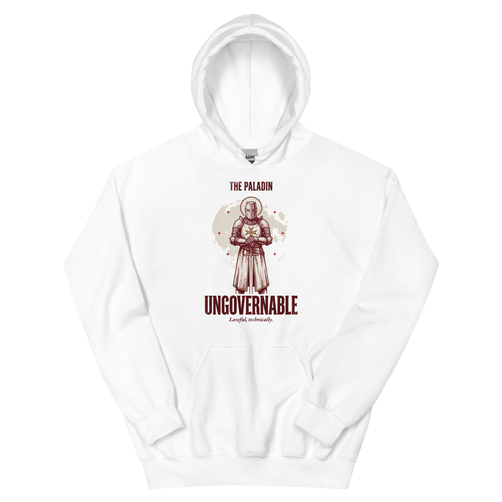 Paladin - Ungovernable | TTRPG Class | Vintage Tabletop RPG - Hoodie White (artwork corrected)
