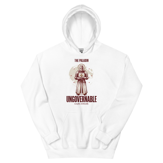 Paladin - Ungovernable | TTRPG Class | Vintage Tabletop RPG - Hoodie White (artwork corrected)