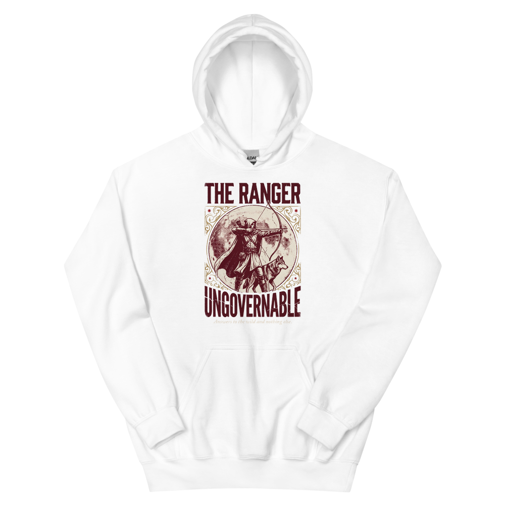 Ranger - Ungovernable | TTRPG Class | Vintage Tabletop RPG - Hoodie White (artwork corrected)